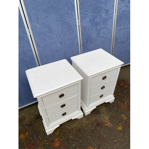 253 - A pair of solid white three drawer bedside tables by John Lewis. 

Dimensions - 18