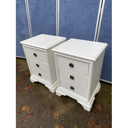 253 - A pair of solid white three drawer bedside tables by John Lewis. 

Dimensions - 18