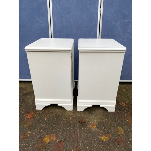 253 - A pair of solid white three drawer bedside tables by John Lewis. 

Dimensions - 18