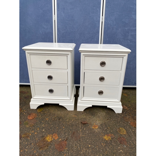 253 - A pair of solid white three drawer bedside tables by John Lewis. 

Dimensions - 18