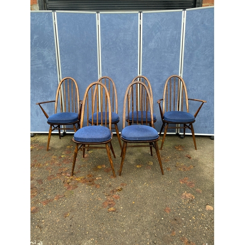 254 - Extendable Ercol dining table and Six chairs. 

Please see images for all dimensions.