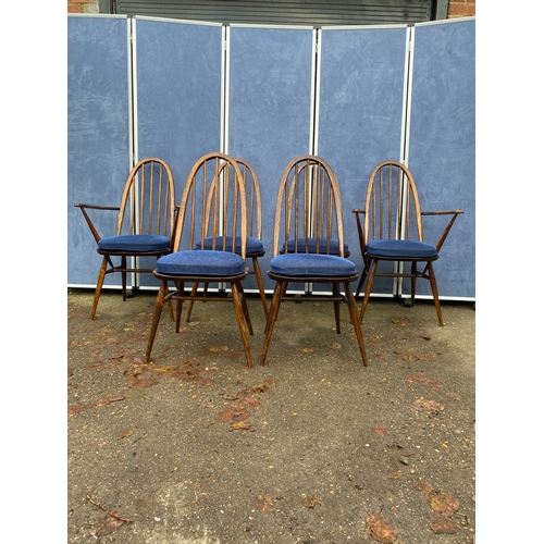 254 - Extendable Ercol dining table and Six chairs. 

Please see images for all dimensions.