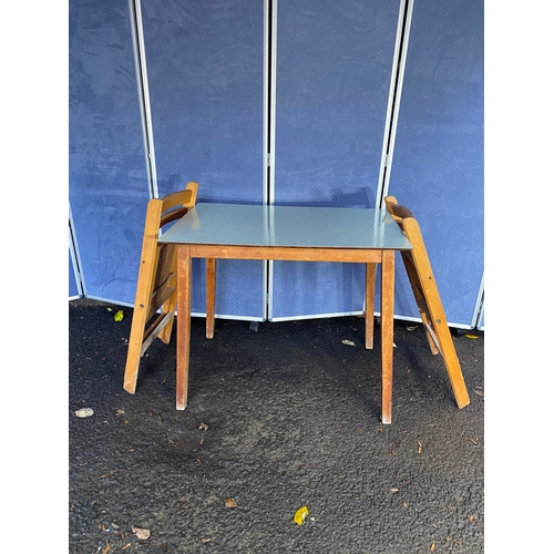 259 - Retro formica table with two foldable chairs. 

Dimensions - 36