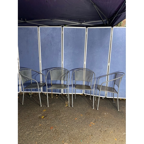 494 - A set of four tub style metal garden chairs