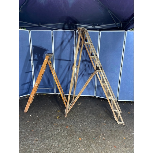 505 - Two vintage wooden decorators ladders.