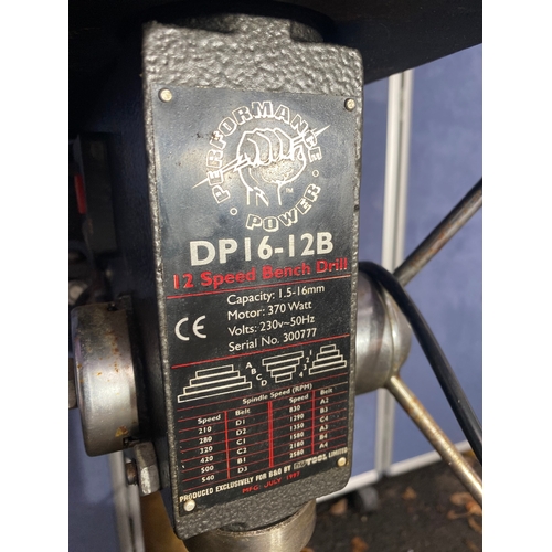 538 - Performance power DP16-12B 12 speed Bench drill.