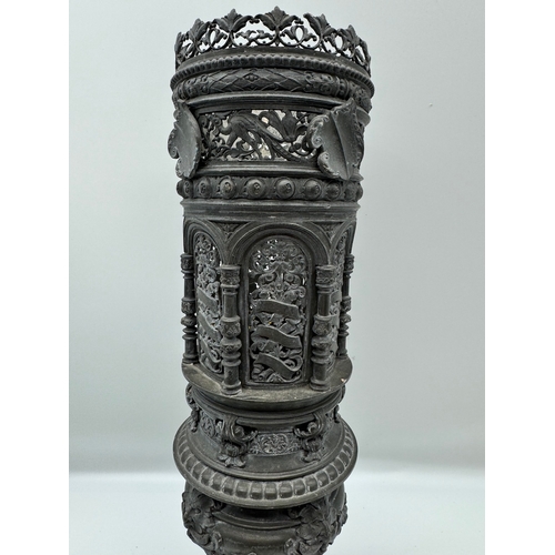 87 - Antique German Lead / Pewter Candle Holder / lantern - 16