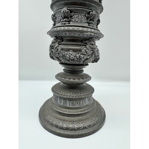 87 - Antique German Lead / Pewter Candle Holder / lantern - 16