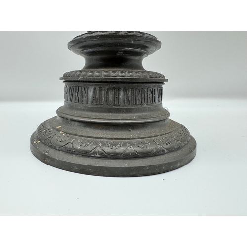 87 - Antique German Lead / Pewter Candle Holder / lantern - 16