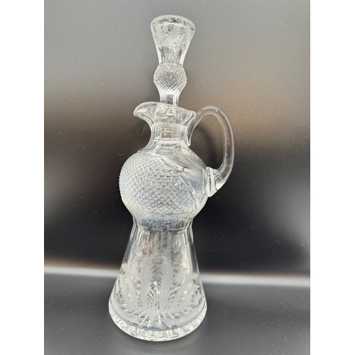 12 - Fine Edinburgh Crystal Claret Decanter Cut Glass Thistle Form - 12