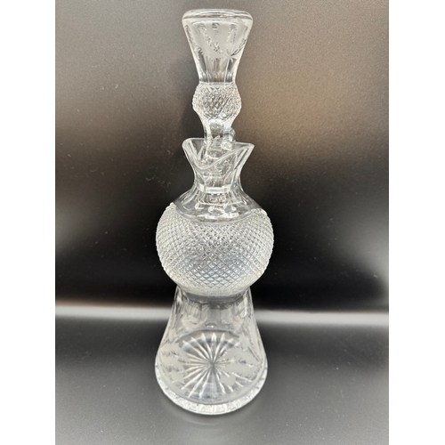12 - Fine Edinburgh Crystal Claret Decanter Cut Glass Thistle Form - 12