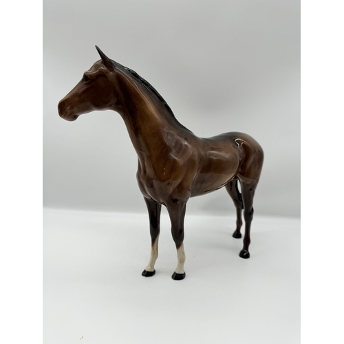 92 - Large Beswick Brown Hunter Horse Model 1734 - 11.5