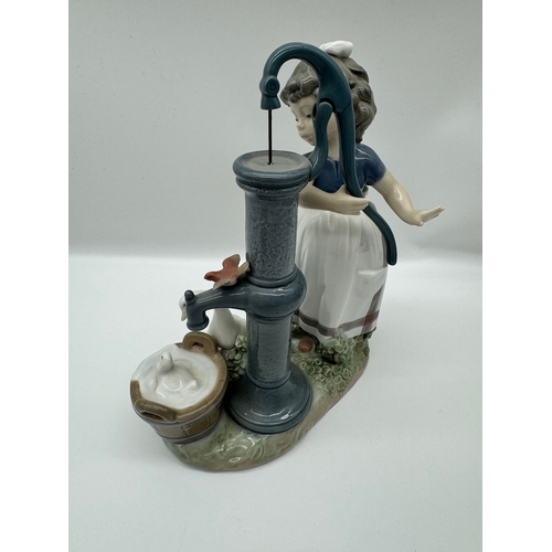41 - Lladro Figurine #5285 Summer on the Farm Girl Pumping Water