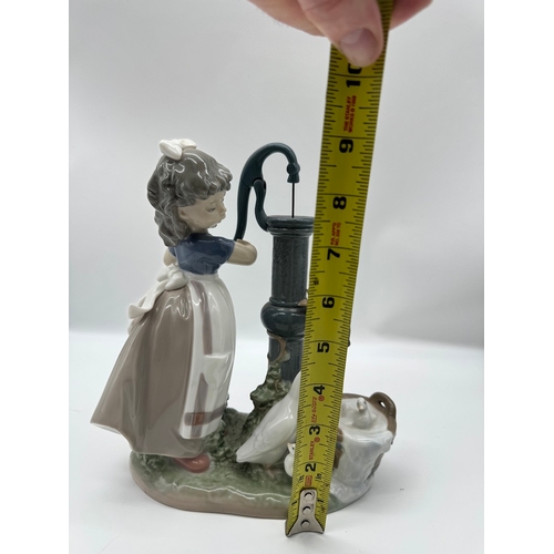 41 - Lladro Figurine #5285 Summer on the Farm Girl Pumping Water