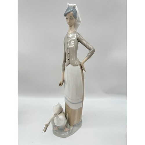 47 - Lladro 1052 Girl with Duck , 1035 Girl with Geese , 4510 Girl with Umbrella & Geese