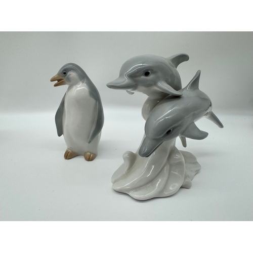 50 - Vintage Goebel 1950s Figurine of Geese & Dog , Royal Copenhagen 537 Polar Bear Cub + Penguin / Dolph... 