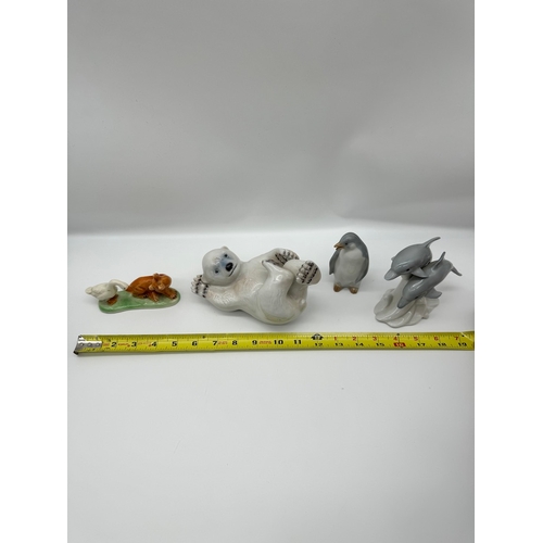 50 - Vintage Goebel 1950s Figurine of Geese & Dog , Royal Copenhagen 537 Polar Bear Cub + Penguin / Dolph... 