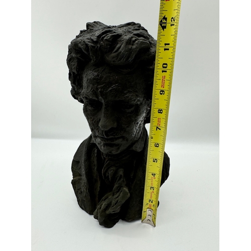 95 - Vintage Bronze Bust Sculpture of Beethoven - 12