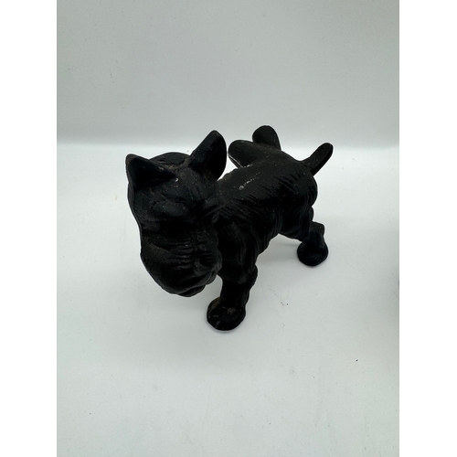 97 - Pair of cast Metal Yorkshire Terriers Sculptors