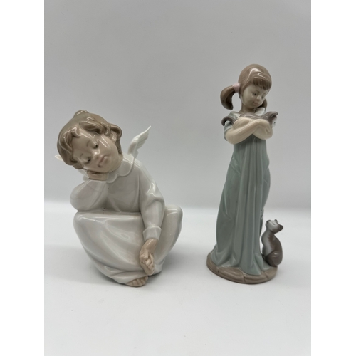 63 - Lladro Cherub + Lladro Dopnt forget me girl figurine  5743 approx 8