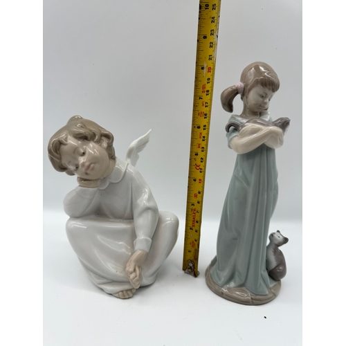 63 - Lladro Cherub + Lladro Dopnt forget me girl figurine  5743 approx 8