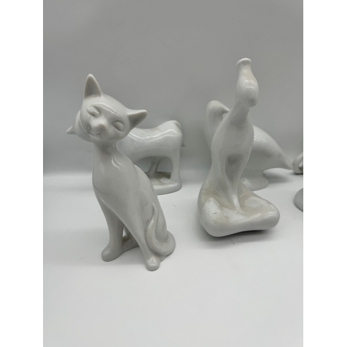 64 - Lot of 11 White ceramic figurines of animals some Naaman Fine Israel Porcelain + NOP Canada