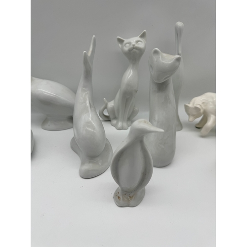 64 - Lot of 11 White ceramic figurines of animals some Naaman Fine Israel Porcelain + NOP Canada