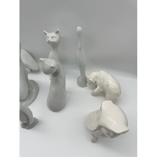 64 - Lot of 11 White ceramic figurines of animals some Naaman Fine Israel Porcelain + NOP Canada