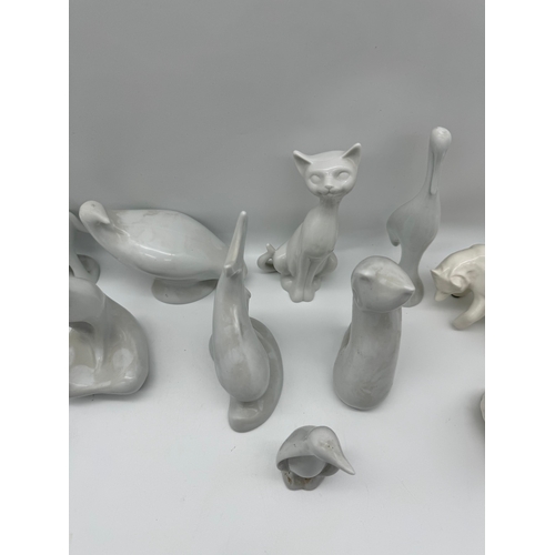 64 - Lot of 11 White ceramic figurines of animals some Naaman Fine Israel Porcelain + NOP Canada