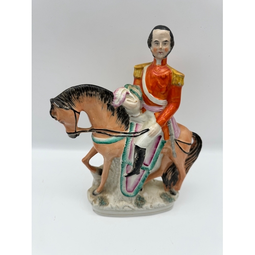 68 - 19th Century Staffordshire Figure   of General on Horse circa 1855 - 11.5