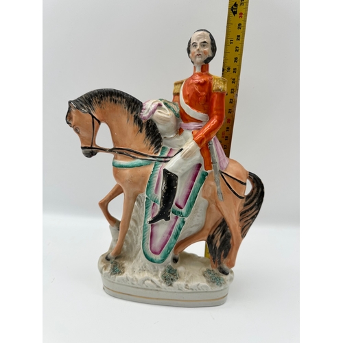 68 - 19th Century Staffordshire Figure   of General on Horse circa 1855 - 11.5