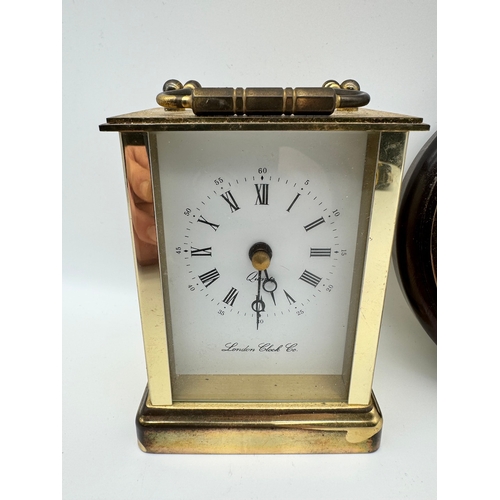 83 - Vintage London Clock Company Quartz Carriage Clock + Commit of London Small Round Wall Barometer