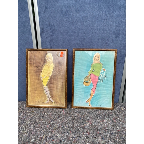 450 - Two small vintage illustration prints by artist Christel Marott. 

Dimensions - 28