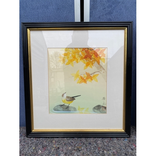 453 - Oriental style watercolour prints of Autumn leaves and birds. 

Dimensions - 16