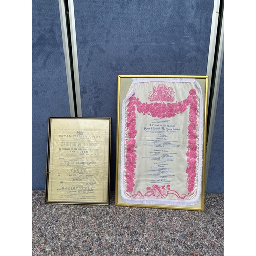 492 - Two vintage framed covent garden Royal Opera House Silk programmes. 

Dimensions of largest in image... 