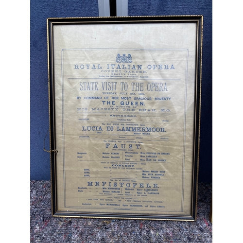 492 - Two vintage framed covent garden Royal Opera House Silk programmes. 

Dimensions of largest in image... 