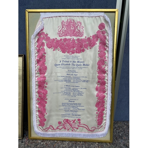 492 - Two vintage framed covent garden Royal Opera House Silk programmes. 

Dimensions of largest in image... 