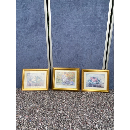 459 - A trio of framed prints, Including Madame et Madamoiselle by Monet. 

Dimensions - 11.5