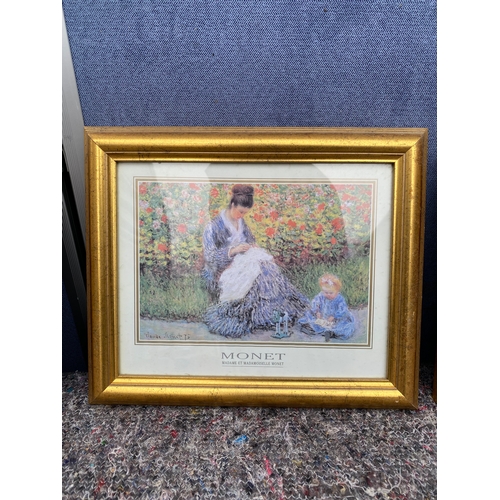 459 - A trio of framed prints, Including Madame et Madamoiselle by Monet. 

Dimensions - 11.5