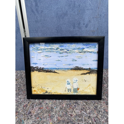 460 - Framed seaside Oil painting on canvas. 

Dimensions - 11.5