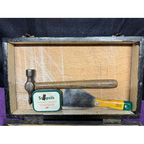 141 - Tool box of vintage hand tools