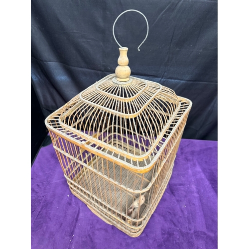 105 - Vintage wooden bird cage 60cm A/F