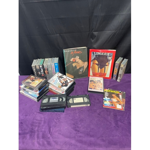 546 - Quantity of Vintage Glamour / Nude VHS & Books / Magazines