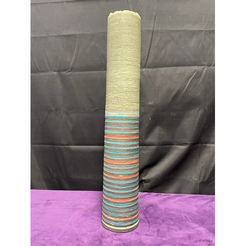 548 - 1960's Tall Cylindrical Ceramic Vase by Studio Potter Glynn Hugo -51cm tall - signed underneath