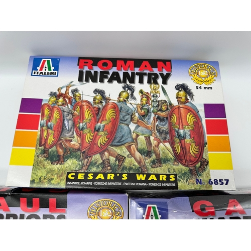 7 - Three boxes of Italeri 54mm Model Figures inc Roman Infantry & Gaul Warrors - Cesar's Wars