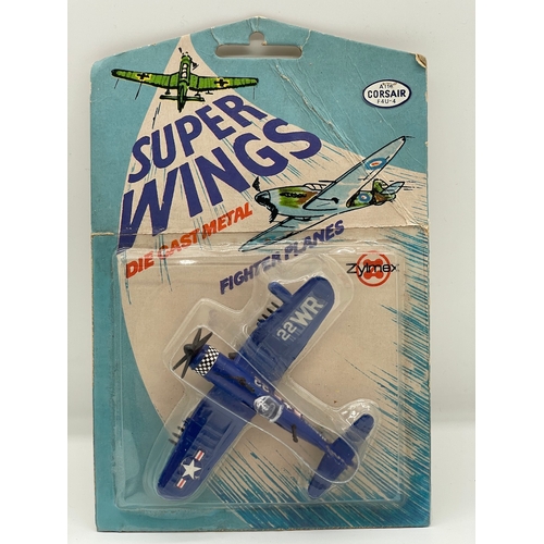 106 - Vintage Zylmex Corsair Super Wings Die Cast Metal Plane in original packaging