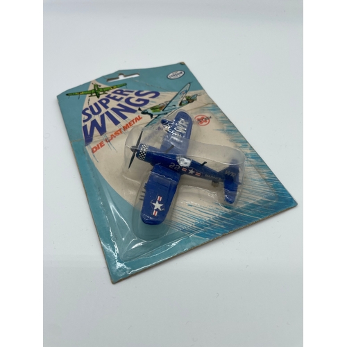 106 - Vintage Zylmex Corsair Super Wings Die Cast Metal Plane in original packaging