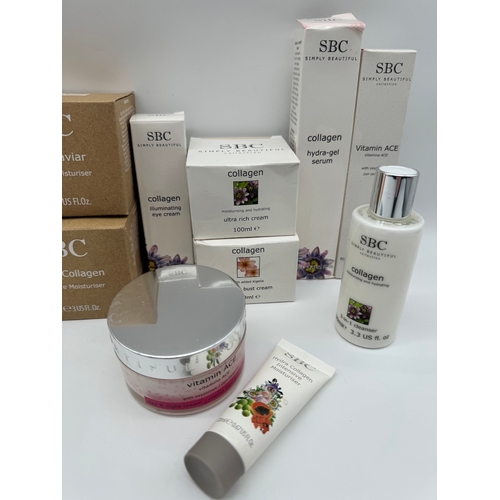 7 - Quantity of SBC Green Caviar and Hydra Collagen products such as moisturisers , serums etc