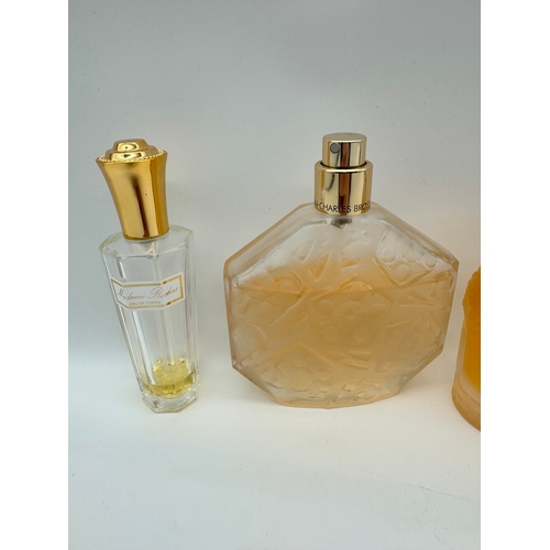 34 - Collection of perfume bottle and contents inc Versace Blue Rose Jeans, Valentino Gold, Van Cleef etc