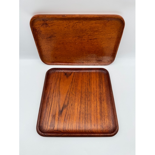 49 - 1960's Danish Karl Holmeberg Teak Tray + Swedish Upsala Slojd Teak Tray